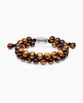 Spiritual Beads Two Row Woven Bracelet in Sterling Silver with Tiger’s Eye, 8mm